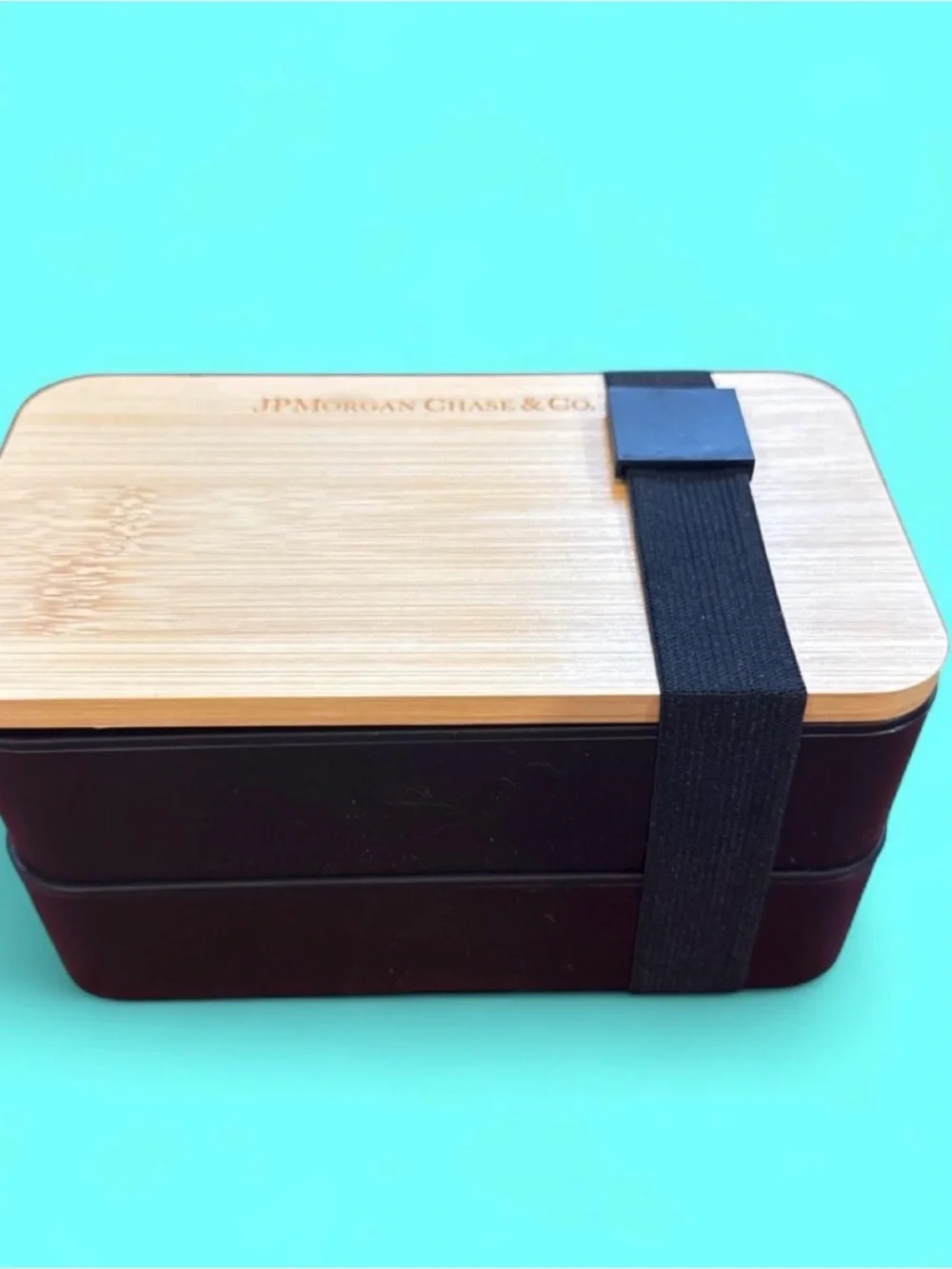 NEW Rare J.P. Morgan Chase Bamboo Bento Lunch Box w/ Utensils – Never Used
